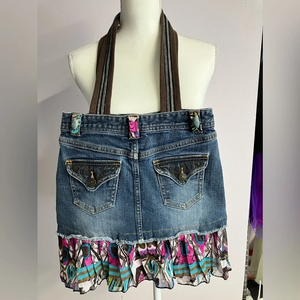 Handmade Upcycled Bag/Tote, Faded Denim, Cotton Lining, Handsewn/One of a Kind